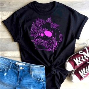 Skull flowers t-shirt unisex